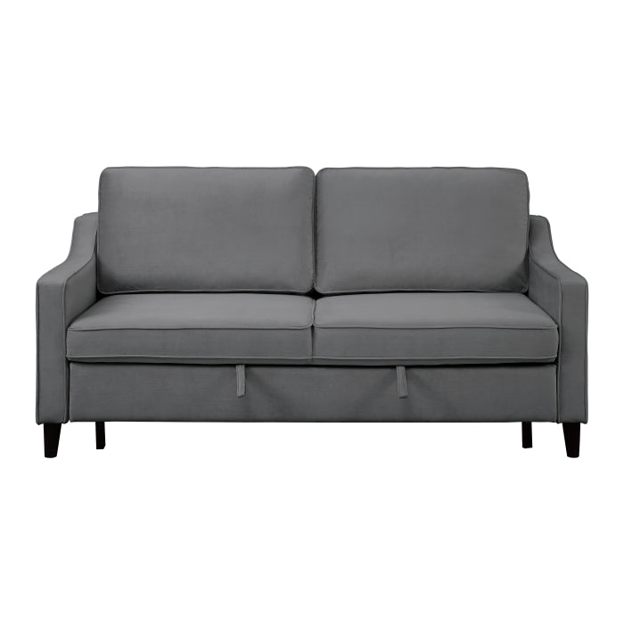 Adelia Dark Gray Velvet Convertible Studio Sofa with Pull-out Bed