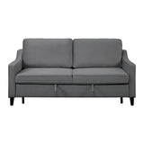 Adelia Dark Gray Velvet Convertible Studio Sofa with Pull-out Bed
