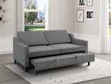 Adelia Dark Gray Velvet Convertible Studio Sofa with Pull-out Bed