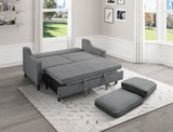 Adelia Dark Gray Velvet Convertible Studio Sofa with Pull-out Bed