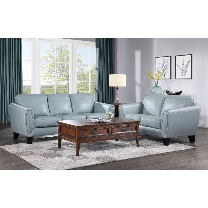 Spivey Aqua Leather Loveseat