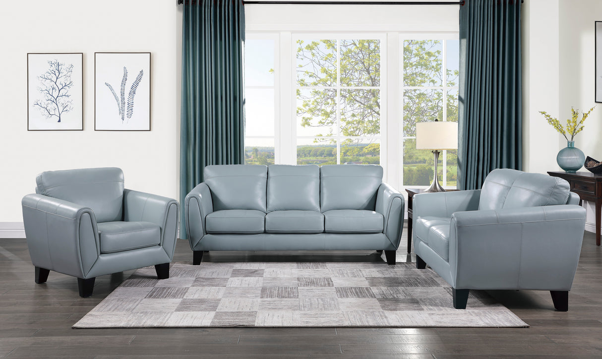 Spivey Aqua Leather Loveseat
