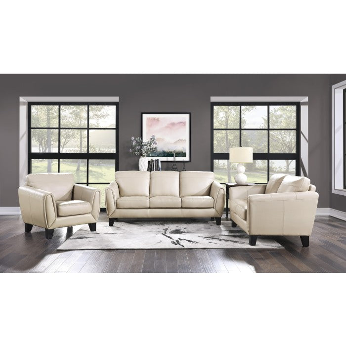 Spivey Beige Leather Loveseat