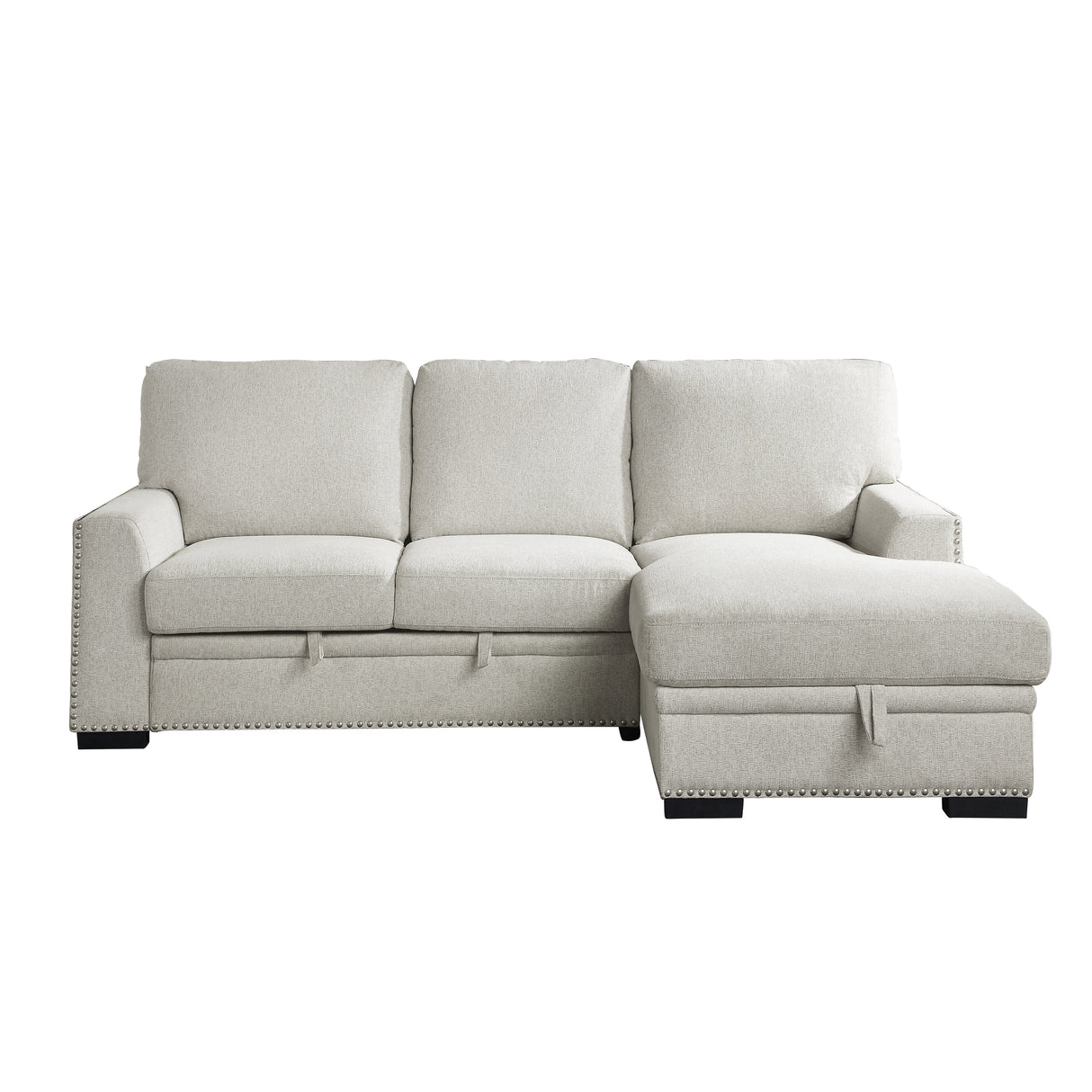 Morelia Exposed Feet With Faux Wood 2-Piece Sectional Pull-Out Bed And Right Chaise Hidden Storage
