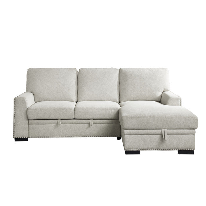 Morelia Exposed Feet With Faux Wood 2-Piece Sectional Pull-Out Bed And Right Chaise Hidden Storage