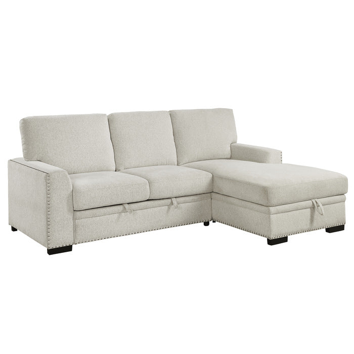 Morelia Exposed Feet With Faux Wood 2-Piece Sectional Pull-Out Bed And Right Chaise Hidden Storage