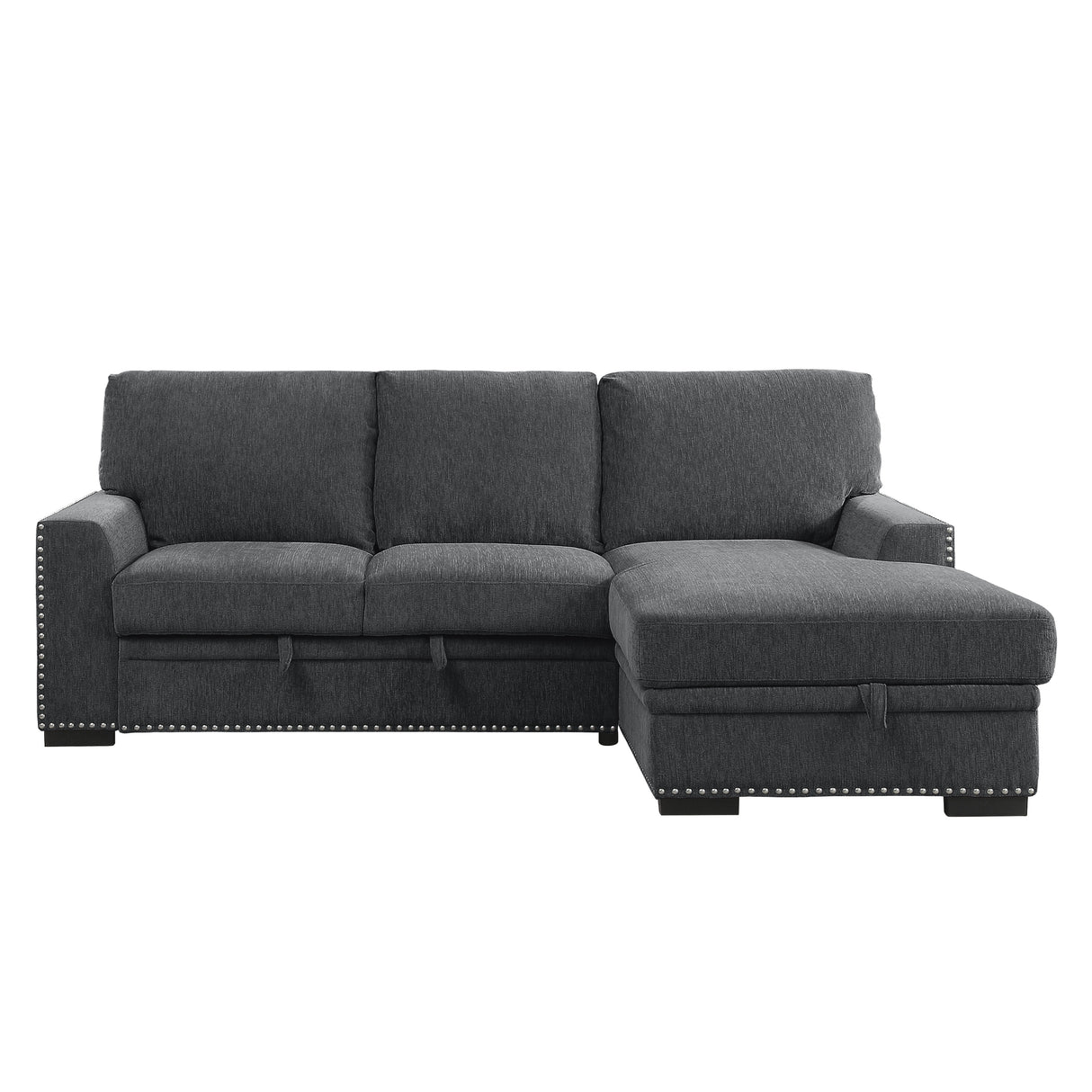 Morelia Exposed Feet With Faux Wood 2-Piece Sectional Pull-Out Bed And Right Chaise Hidden Storage