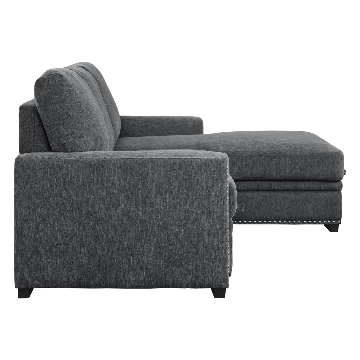 Morelia Charcoal-Hued 2-Piece Sectional With Pull-Out Bed And Right Chaise With Hidden Storage