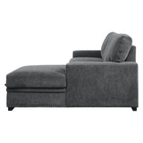 Morelia Charcoal-Hued 2-Piece Sectional With Pull-Out Bed And Right Chaise With Hidden Storage