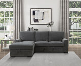 Morelia Exposed Feet With Faux Wood 2-Piece Sectional Pull-Out Bed And Left Chaise Hidden Storage