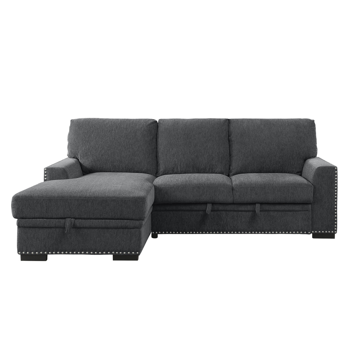 Morelia Exposed Feet With Faux Wood 2-Piece Sectional Pull-Out Bed And Left Chaise Hidden Storage