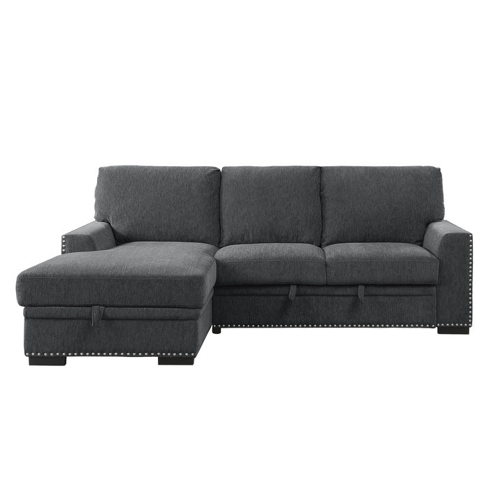 Morelia Exposed Feet With Faux Wood 2-Piece Sectional Pull-Out Bed And Left Chaise Hidden Storage