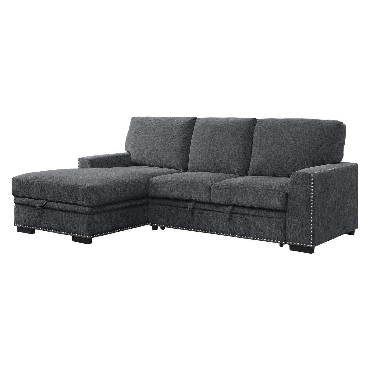 Morelia Exposed Feet With Faux Wood 2-Piece Sectional Pull-Out Bed And Left Chaise Hidden Storage