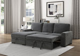 Morelia Exposed Feet With Faux Wood 2-Piece Sectional Pull-Out Bed And Left Chaise Hidden Storage