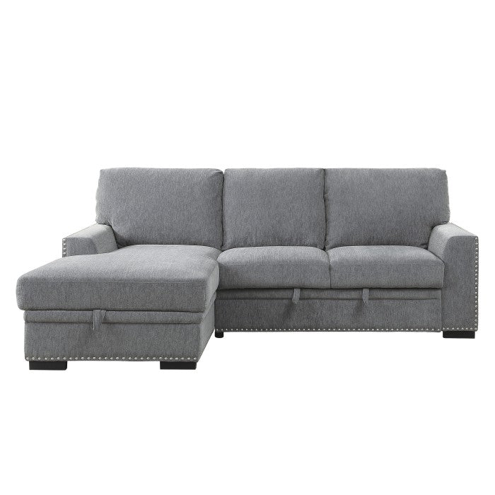 Morelia Exposed Feet With Faux Wood 2-Piece Sectional Pull-Out Bed And Left Chaise Hidden Storage