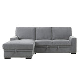 Morelia Exposed Feet With Faux Wood 2-Piece Sectional Pull-Out Bed And Left Chaise Hidden Storage