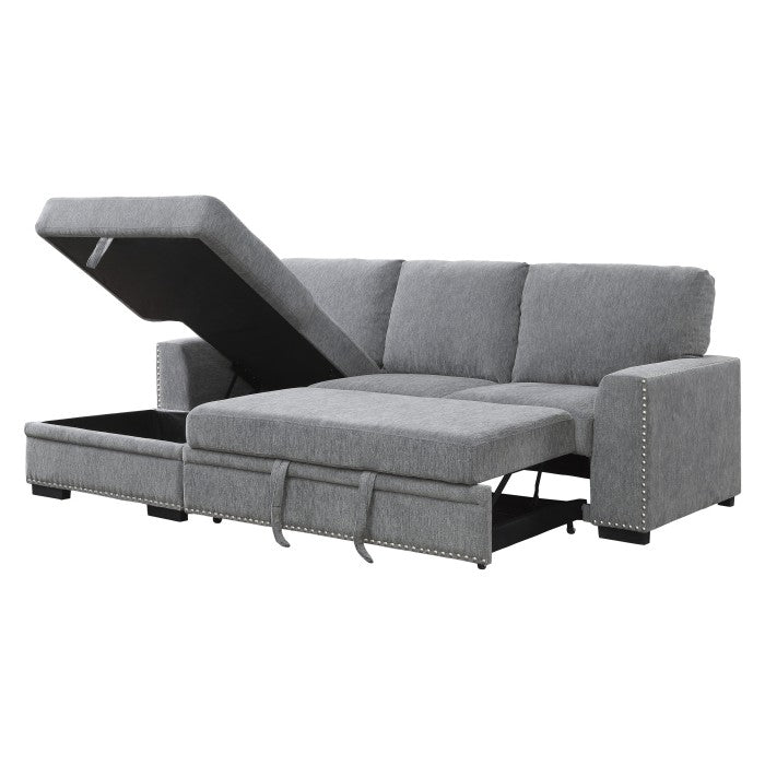 Morelia Exposed Feet With Faux Wood 2-Piece Sectional Pull-Out Bed And Left Chaise Hidden Storage