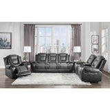 Briscoe Gray Reclining Sofa With Drop Down Table
