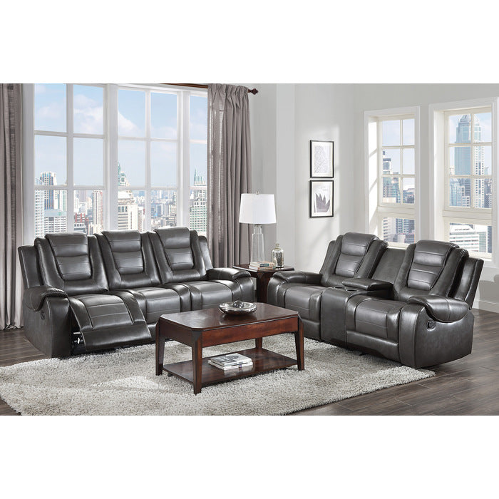 Briscoe Gray Reclining Loveseat With Console