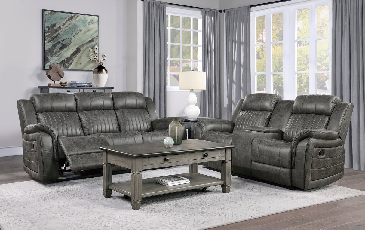 Centeroak  Brownish Gray Double Reclining Sofa