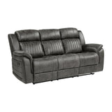 Centeroak  Brownish Gray Double Reclining Sofa