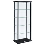 Delphinium 5-Shelf Glass Curio Cabinet Black And Clear