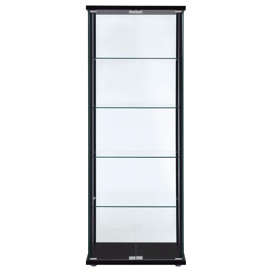 Delphinium 5-Shelf Glass Curio Cabinet Black And Clear