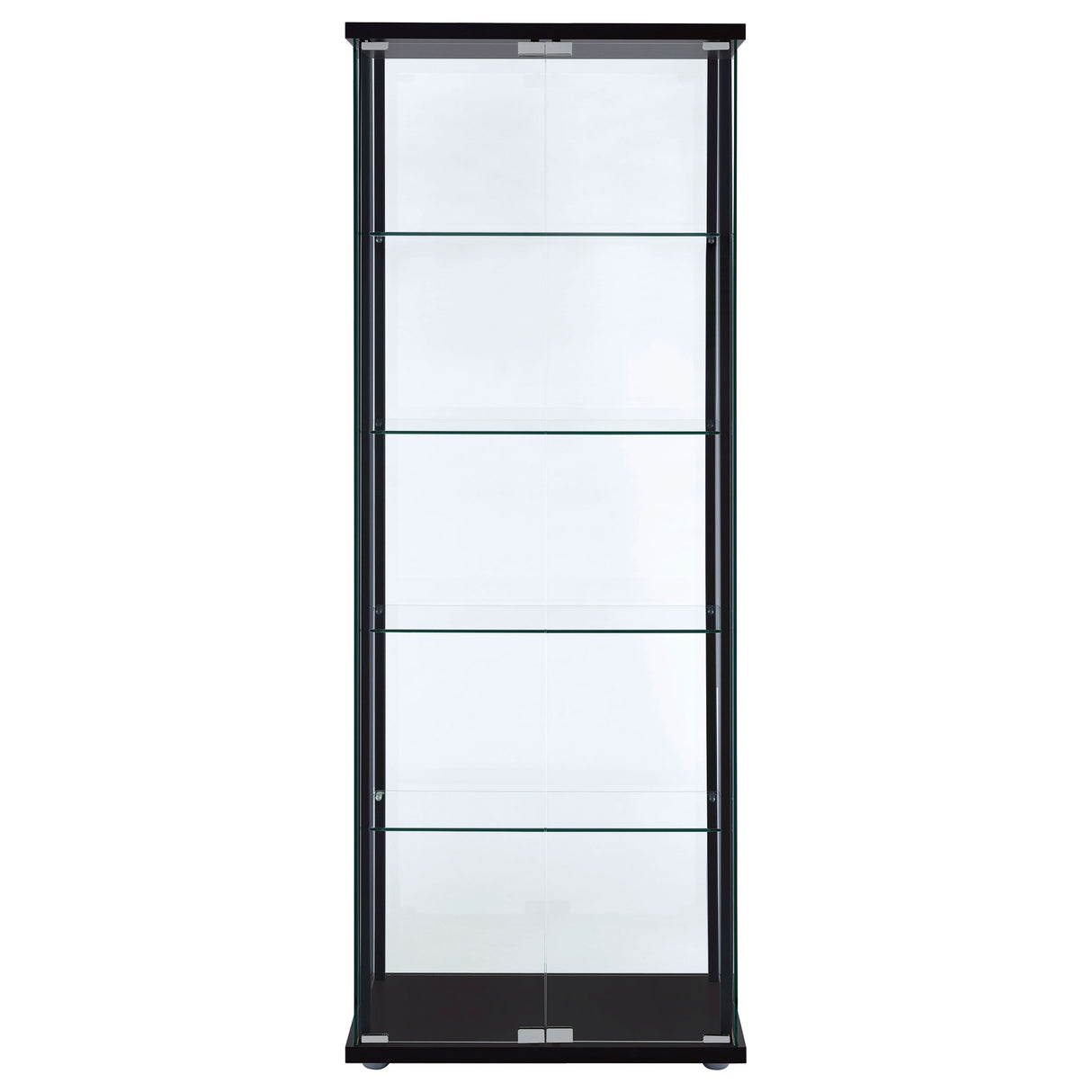 Delphinium 5-Shelf Glass Curio Cabinet Black And Clear