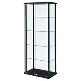 Delphinium 5-Shelf Glass Curio Cabinet Black And Clear