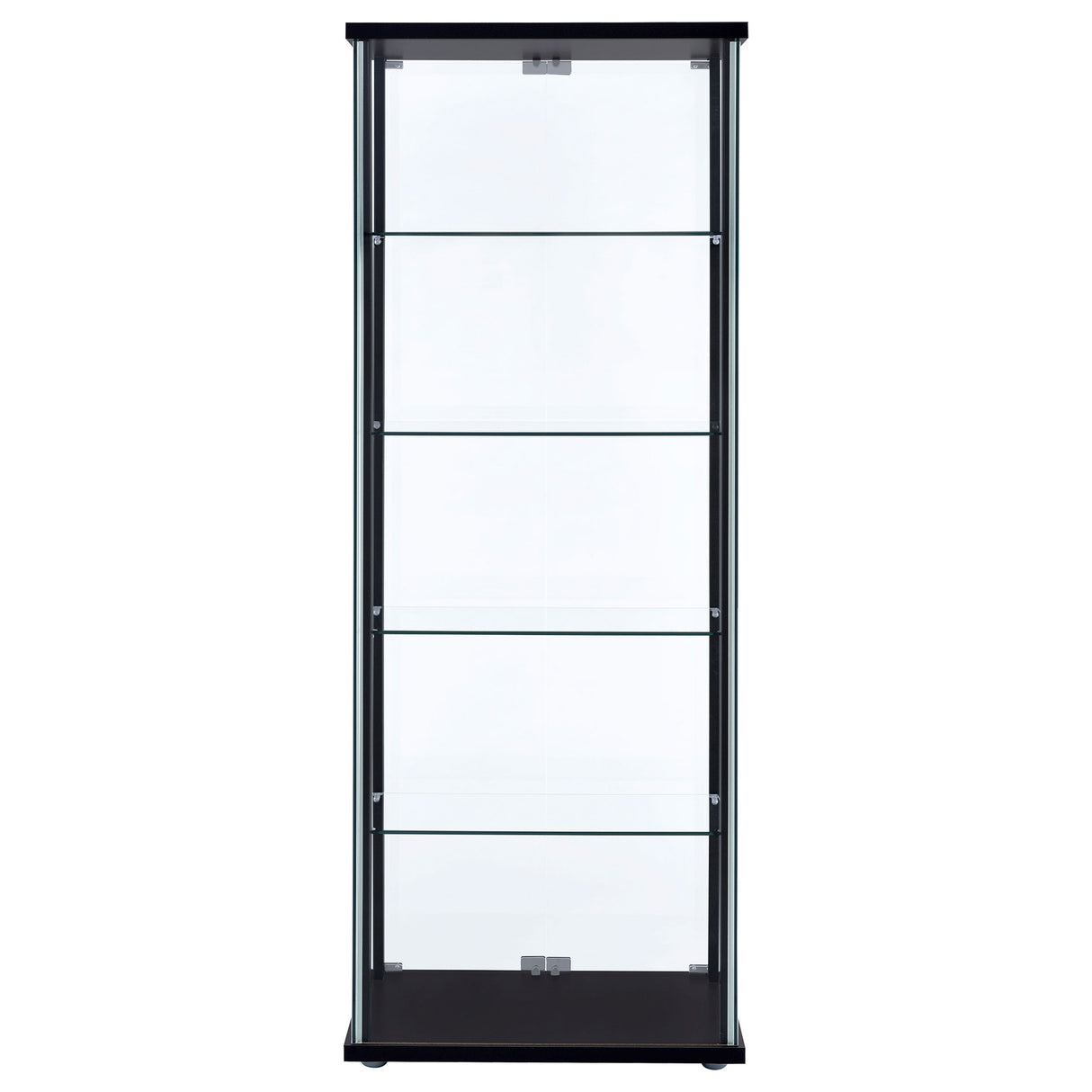 Delphinium 5-Shelf Glass Curio Cabinet Black And Clear