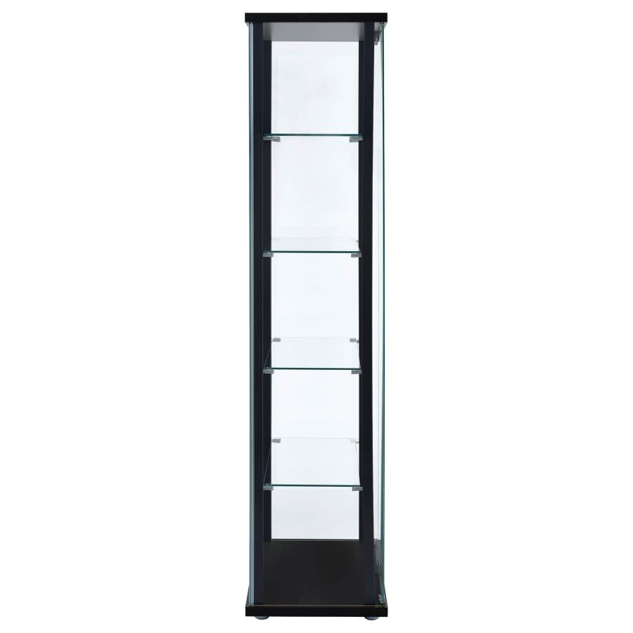 Delphinium 5-Shelf Glass Curio Cabinet Black And Clear