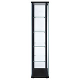 Delphinium 5-Shelf Glass Curio Cabinet Black And Clear
