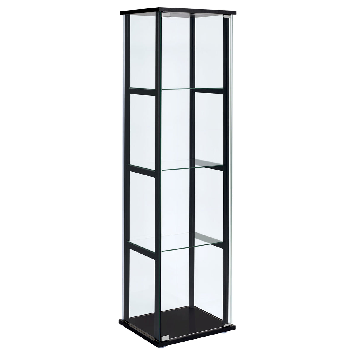 Cyclamen 4-Shelf Glass Curio Cabinet Black And Clear