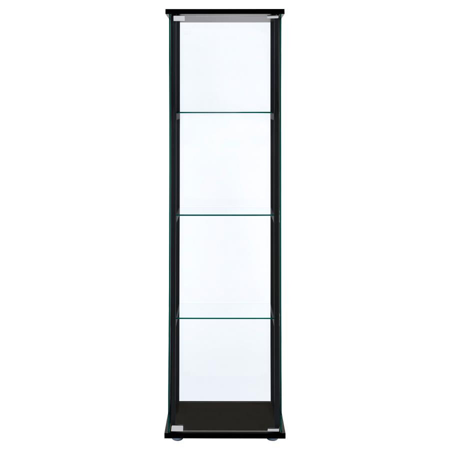 Cyclamen 4-Shelf Glass Curio Cabinet Black And Clear