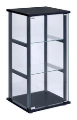 Cyclamen 3-Shelf Glass Curio Cabinet Black And Clear