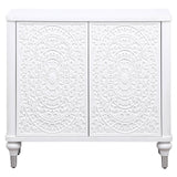 Cardella 2-door Mandala Accent Cabinet Distressed White