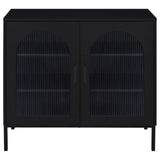 Jess 2-door Arched Fluted Glass Accent Cabinet Black