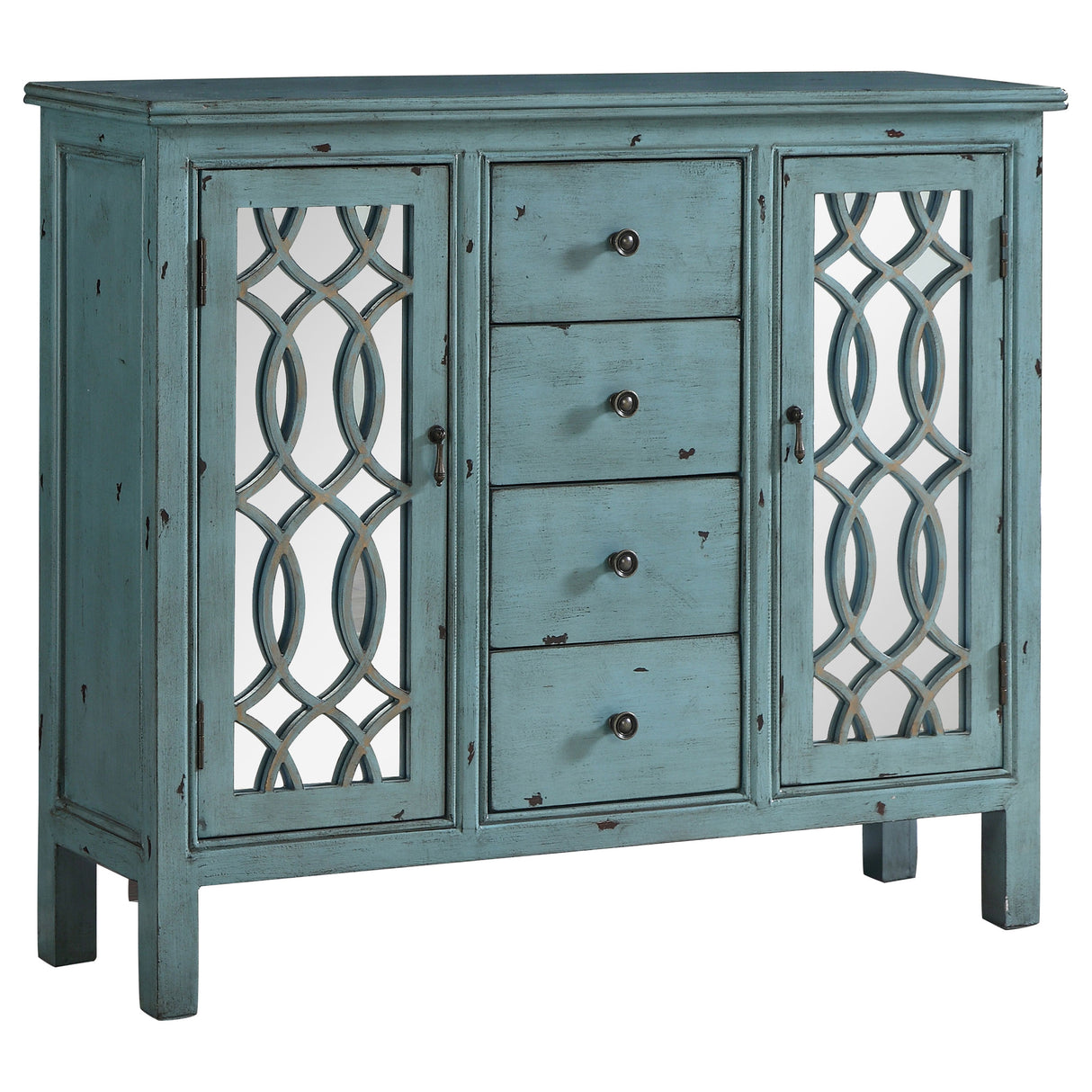 Rue 4-Drawer Accent Cabinet Antique Blue