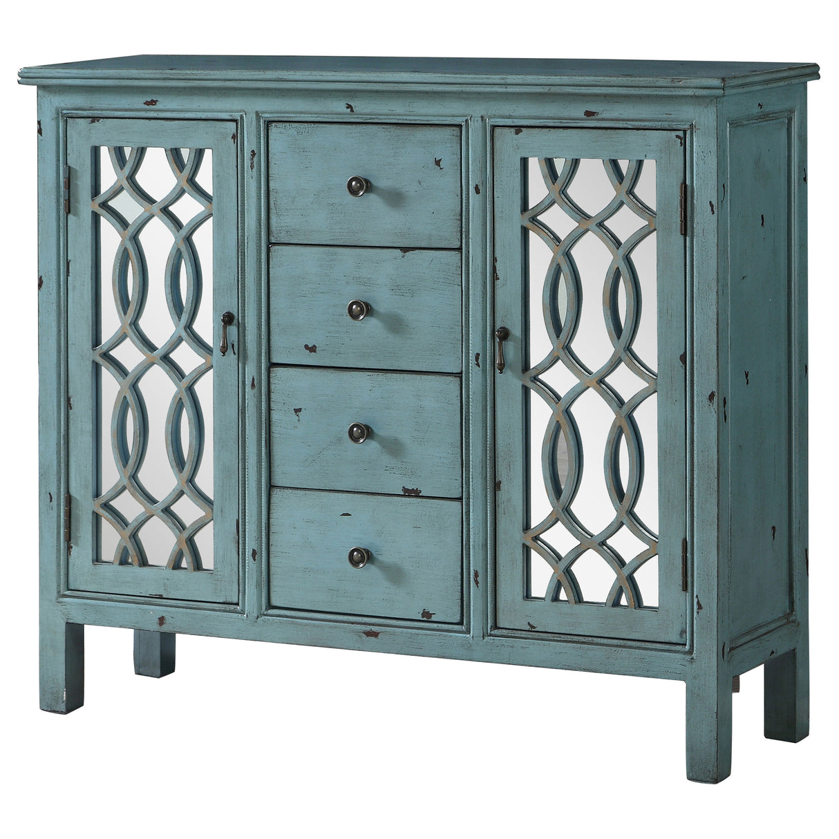 Rue 4-Drawer Accent Cabinet Antique Blue
