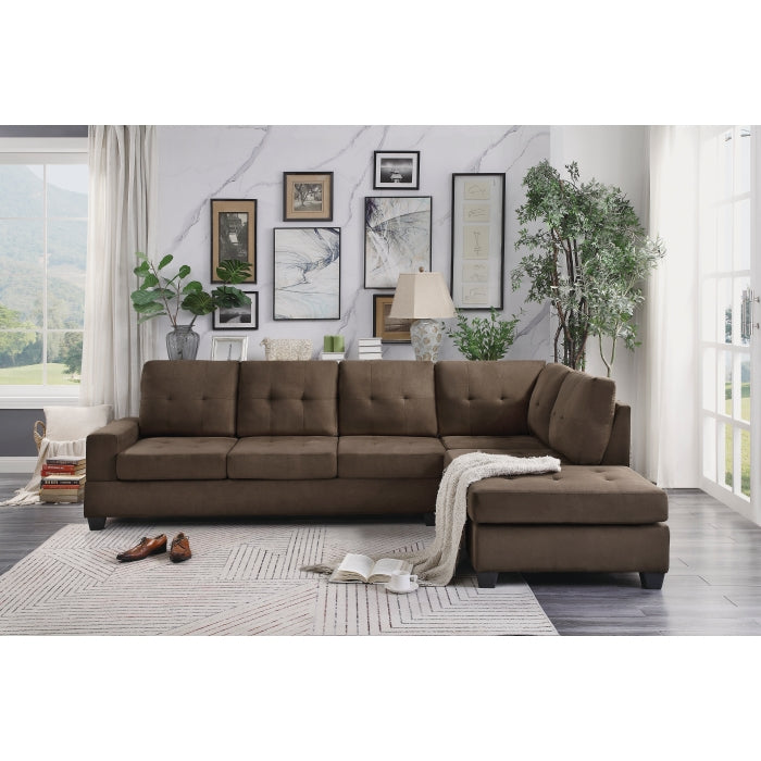 Maston Exposed Feet With Faux Wood 2-Piece Reversible Sectional Drop-Down Cup Holders