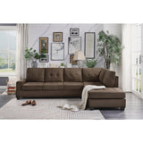 Maston Exposed Feet With Faux Wood 2-Piece Reversible Sectional Drop-Down Cup Holders