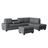 Maston 3-Piece Reversible Sectional With Drop-Down Cup Holders And Storage Ottoman