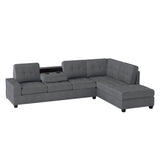 Maston Exposed Feet With Faux Wood 2-Piece Reversible Sectional Drop-Down Cup Holders