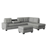 Maston 3-Piece Reversible Sectional With Drop-Down Cup Holders And Storage Ottoman