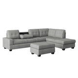 Maston 3-Piece Reversible Sectional With Drop-Down Cup Holders And Storage Ottoman
