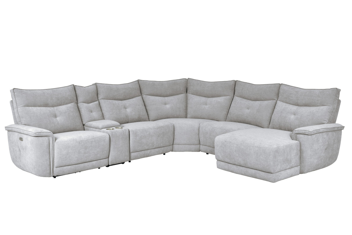 Tesoro 6-Piece Modular Power Reclining Sectional With Headrests, Right Chaise And Usb Port