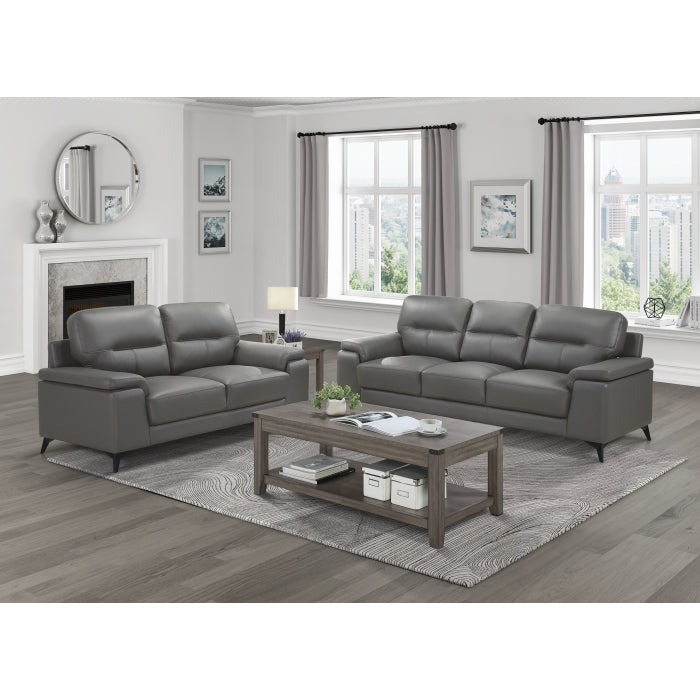 Mischa Dark Gray Top-Grain Leather Sofa