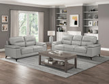 Mischa Silver Grain Top Grain Leather Loveseat