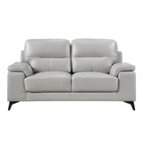 Mischa Silver Grain Top Grain Leather Loveseat