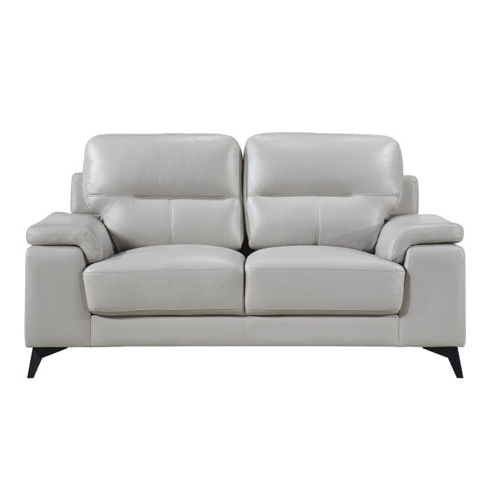 Mischa Silver Grain Top Grain Leather Loveseat